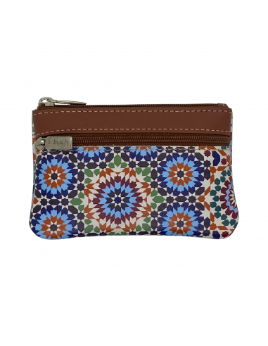 Smooth leather coin purse with mosaic...
