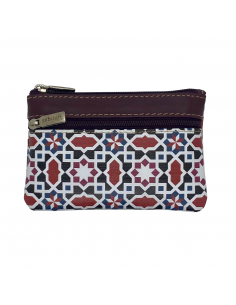 Smooth leather coin purse with mosaic design