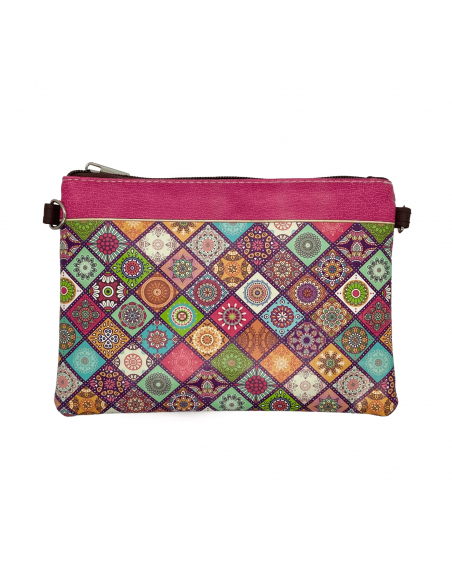 Small faux leather shoulder bag with strap - Mosaics of the Alhambra design