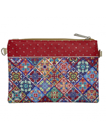 Small faux leather shoulder bag with strap - Mosaics of the Alhambra design