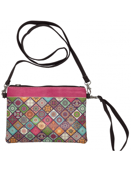 Small faux leather shoulder bag with strap - Mosaics of the Alhambra design