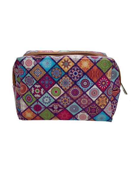 Alhambra mosaic design leatherette toiletry bag side
