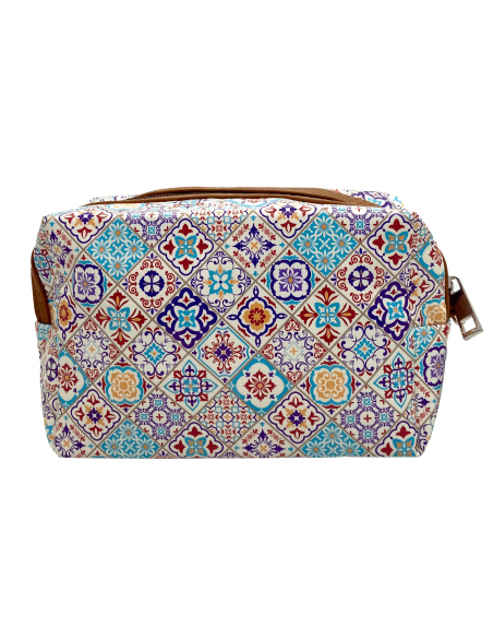 Alhambra mosaic design leatherette toiletry bag side