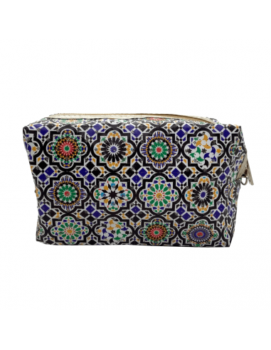 Alhambra mosaic design leatherette toiletry bag side