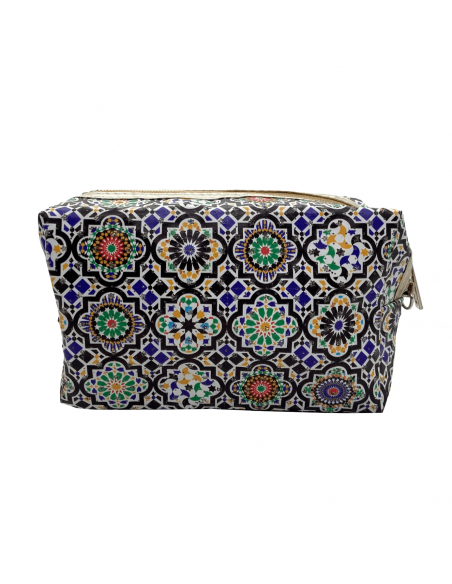 Alhambra mosaic design leatherette toiletry bag side