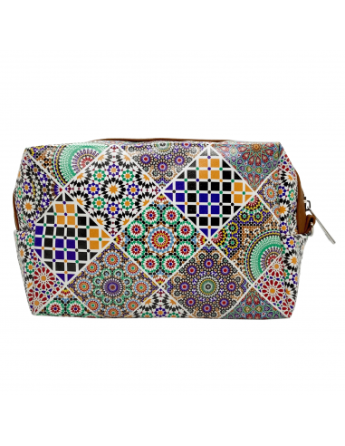 Alhambra mosaic design leatherette toiletry bag side