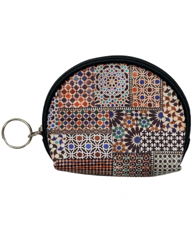 Small polyurethane leather coin purse with zipper and keyring