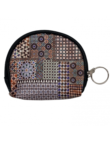 Small polyurethane leather coin purse with zipper and keyring
