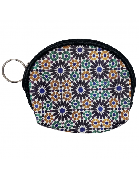 Small polyurethane leather coin purse with zipper and keyring