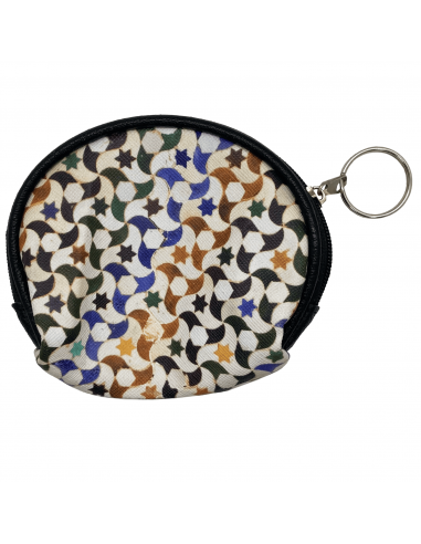 Small polyurethane leather coin purse with zipper and keyring