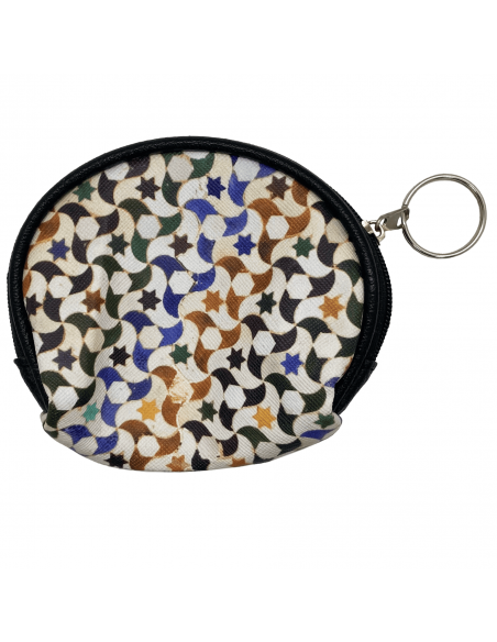 Small polyurethane leather coin purse with zipper and keyring