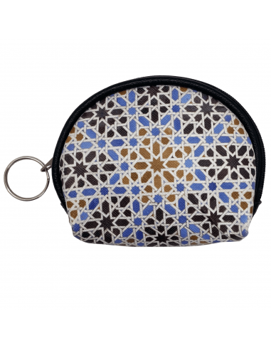 Small polyurethane leather coin purse with zipper and keyring