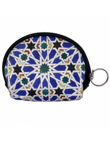 Small polyurethane leather coin purse with zipper and keyring