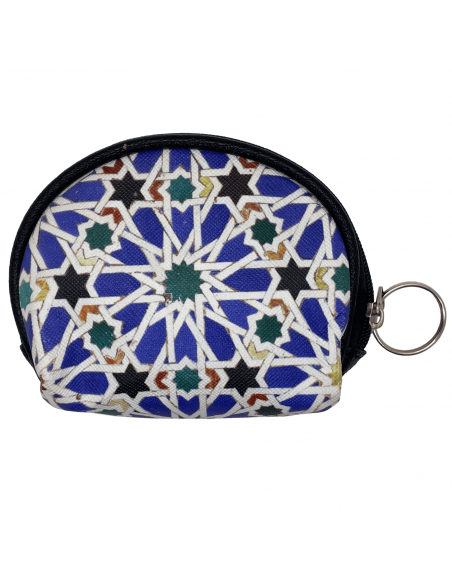 Small polyurethane leather coin purse with zipper and keyring