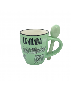 copy of Taza de café con cuchara azulejos