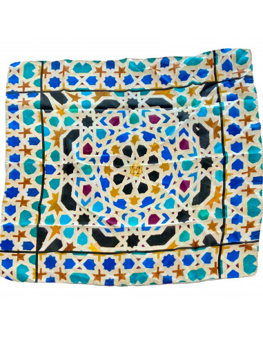 Silk neck scarf with Mosaic design