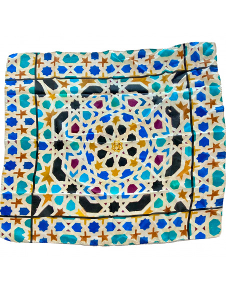 Silk neck scarf with Mosaic design
