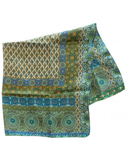 Silk neck scarf with Mosaic design