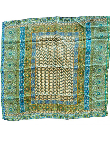 Silk neck scarf with Mosaic design