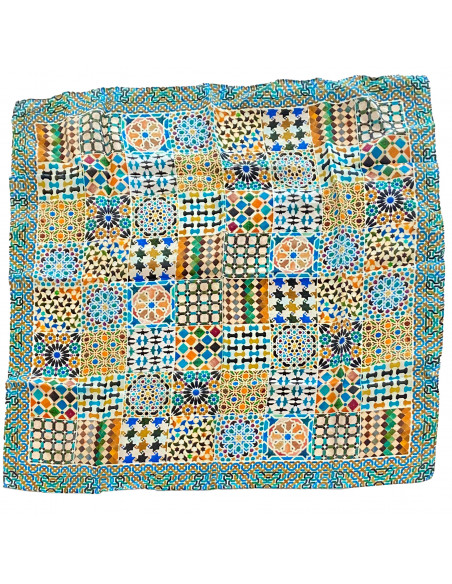 Silk neck scarf with Mosaic design