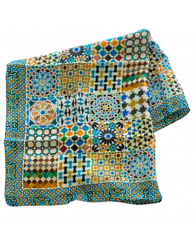 Silk neck scarf with Mosaic design