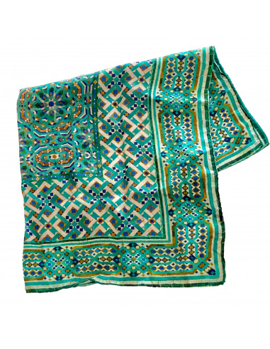 Silk neck scarf with Mosaic design