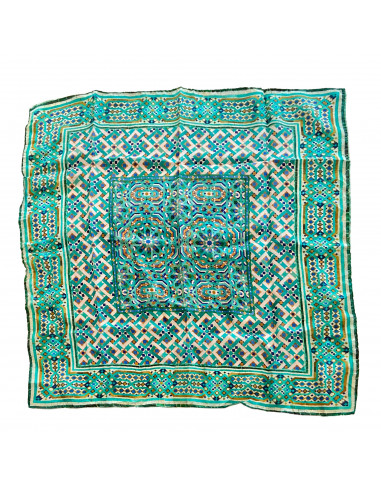 Silk neck scarf with Mosaic design