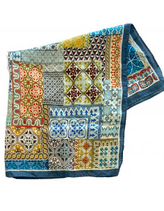 Silk neck scarf with Mosaic design