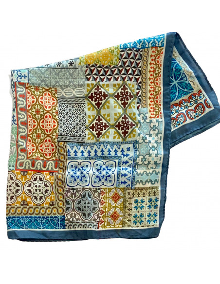 Silk neck scarf with Mosaic design