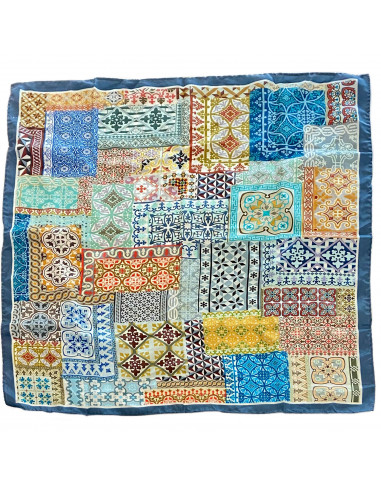 Silk neck scarf with Mosaic design