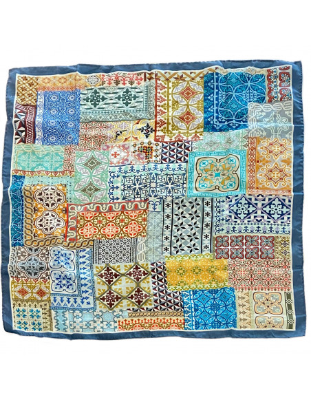 Silk neck scarf with Mosaic design