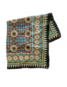 Silk neck scarf with Mosaic design