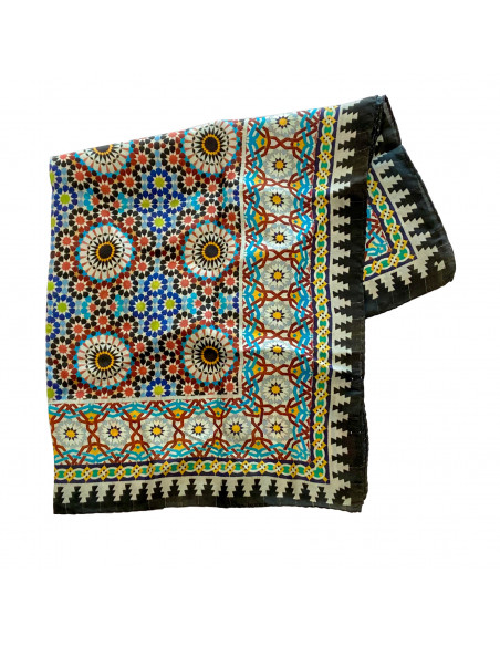 Silk neck scarf with Mosaic design