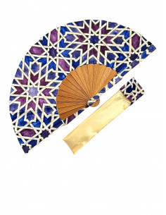 Silk fan and cover set - Alhambra Mosaic design