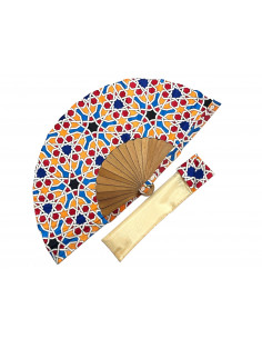 Silk fan and cover set - Alhambra Mosaic design