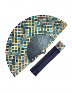 Silk fan and cover set - Alhambra Mosaic design