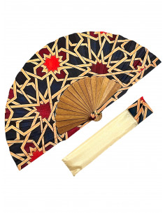 Silk fan and cover set - Alhambra Mosaic design