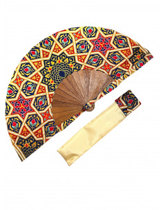 Silk fan and cover set - Alhambra Mosaic design