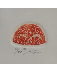 Lámina grabado - Mini Gacelas (Naranja)