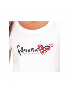 Camiseta Mujer Blanca Corazón Flamenco 2