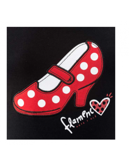 Camiseta Mujer Negra Zapato Olé