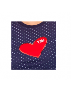 Camiseta Mujer Azul Lunares Corazón 2
