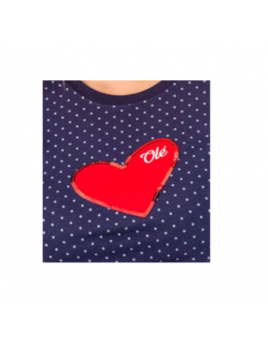 Camiseta Mujer Azul Lunares Corazón