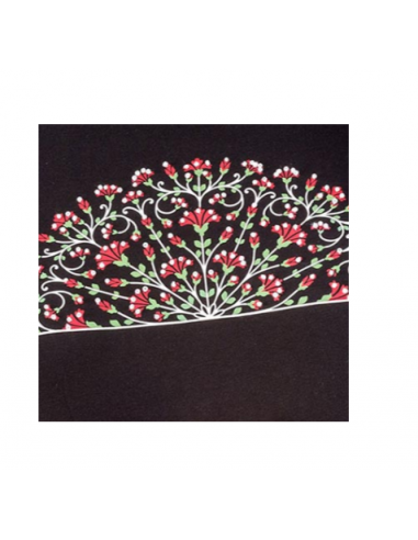 Camiseta Mujer Negro Abanico Flores