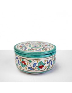 Ceramic Al-Yarrar round box with lid Andalusí design