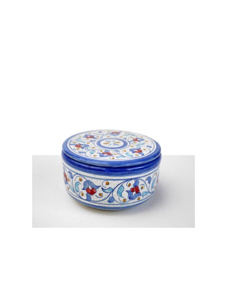 Ceramic Al-Yarrar round box with lid Andalusí design