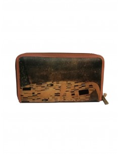 Silk and Leather Wallet - El Beso - Gustav Klimt Design