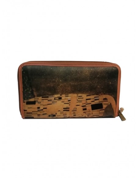 Silk and Leather Wallet - El Beso - Gustav Klimt Design