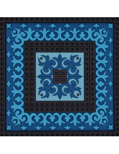 Silicone Coaster - Blue design - 9x9cm