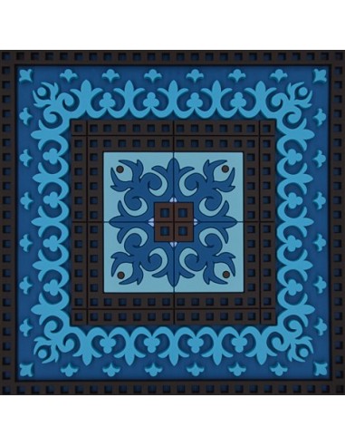 Silicone Coaster - Blue design - 9x9cm